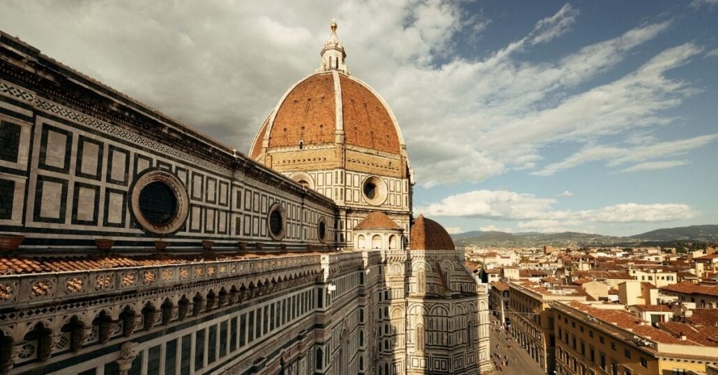 
The Gothic-style Florence Cathedral, formally the Cattedrale di Santa Maria del Fiore, in Florence, Italy.
